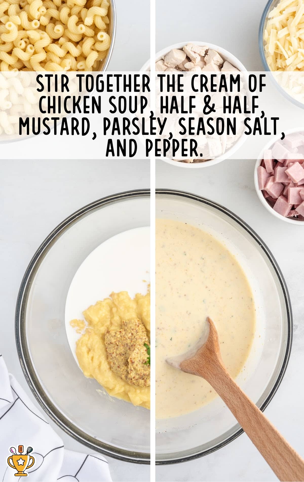 cream of chicken soup, half and half, mustard, parsley, salt and pepper stirred in a bowl