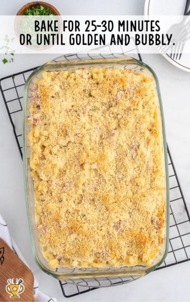 bake Chicken Cordon Bleu Casserole in a baking dish