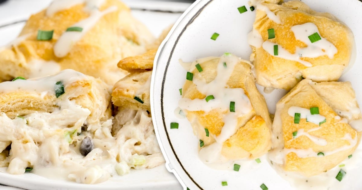 overhead shot of Chicken Crescent Rolls on a plate