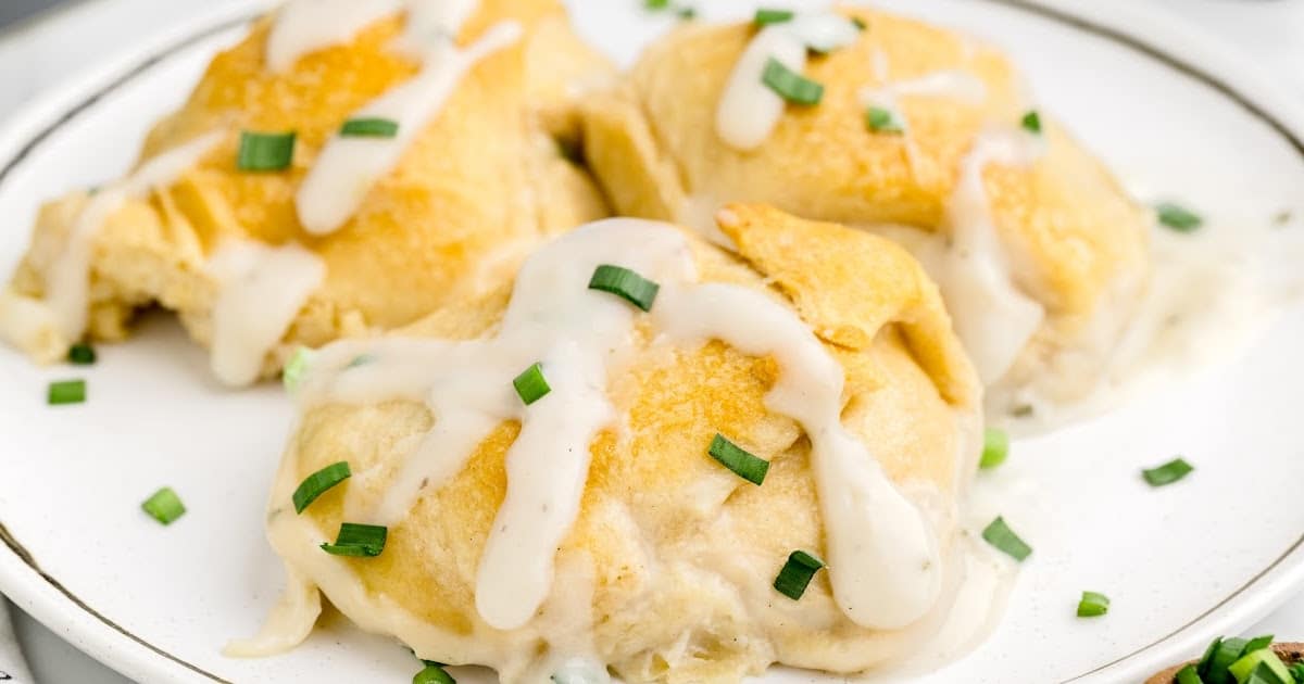 overhead shot of Chicken Crescent Rolls on a plate
