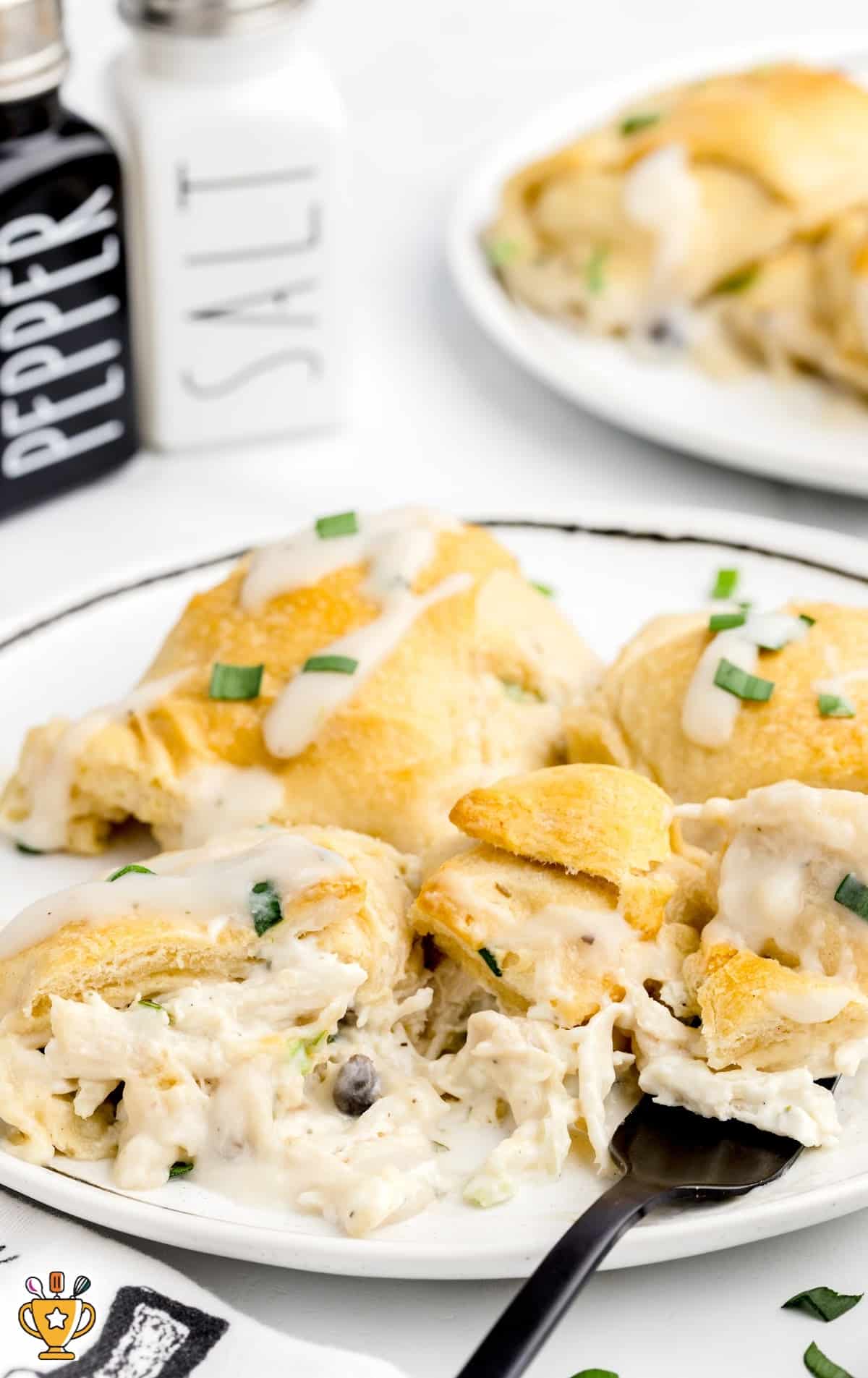 overhead shot of Chicken Crescent Rolls on a plate
