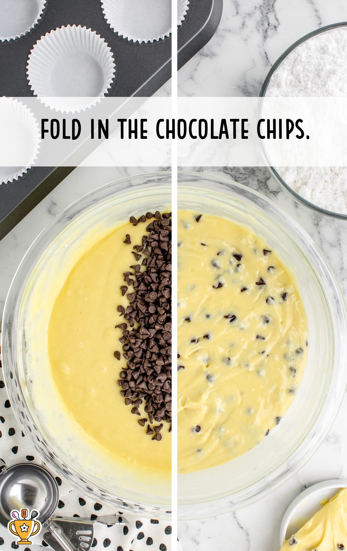chocolate chips folded with the milk mixture