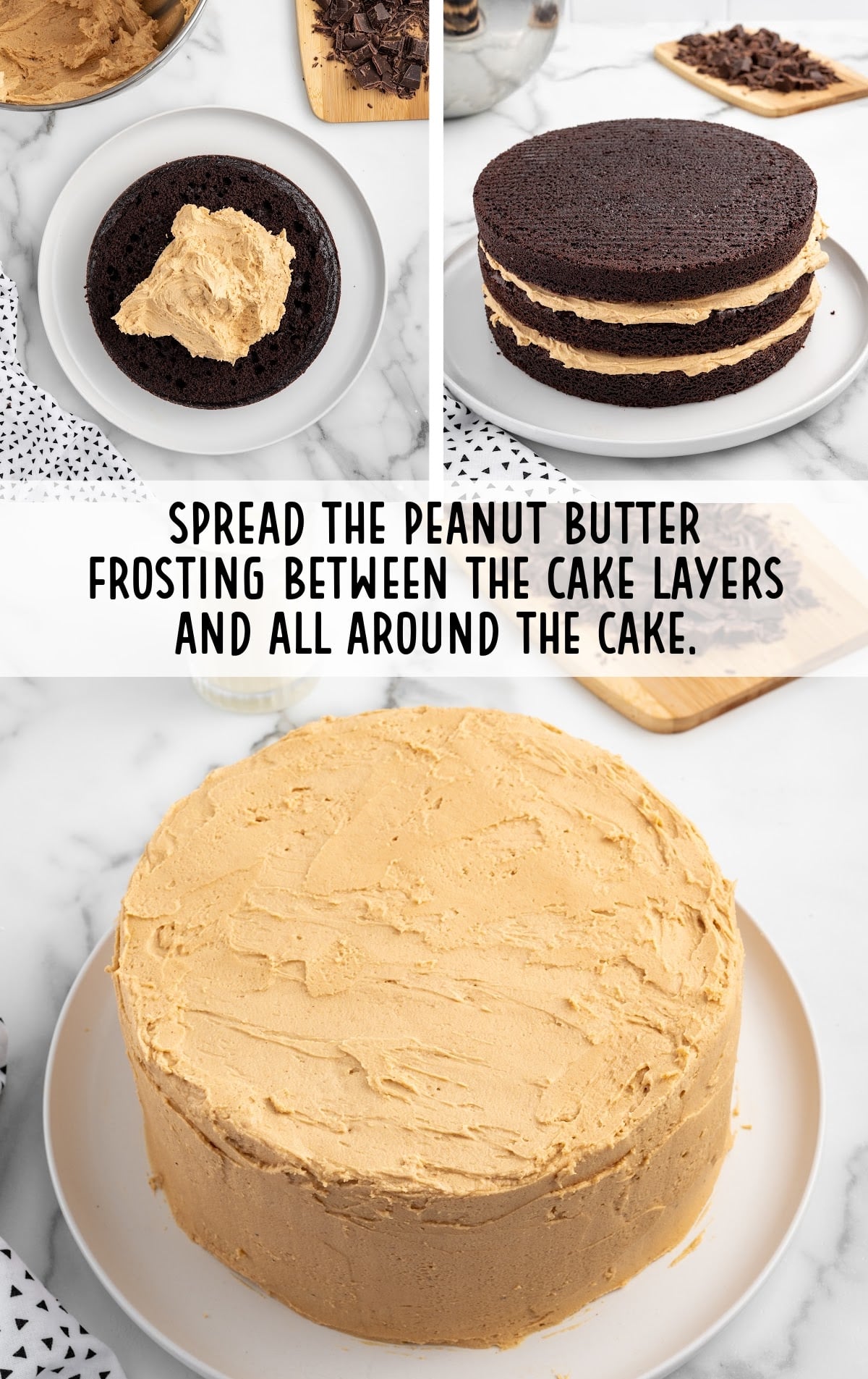 cake frosted with peanut butter frosting