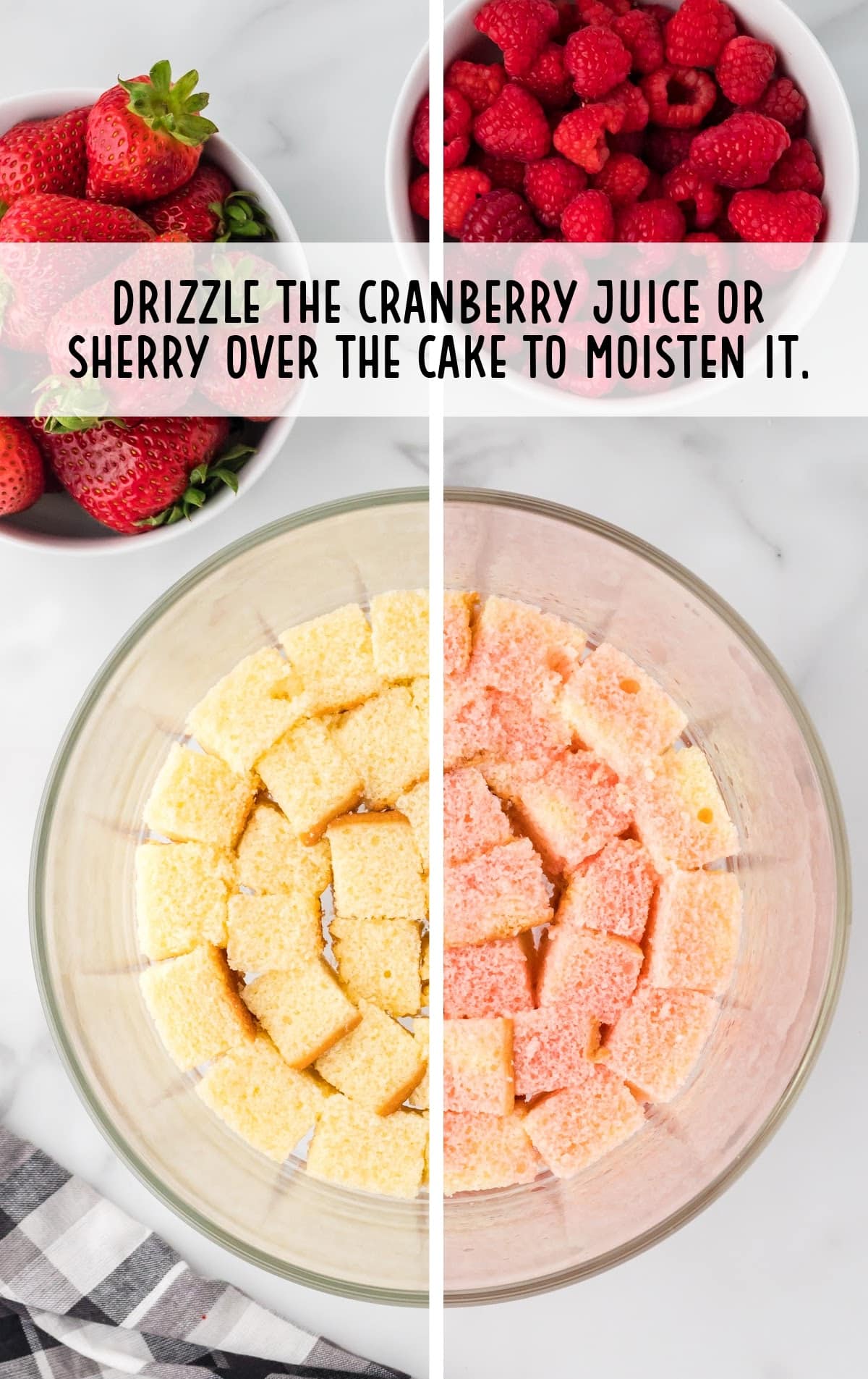 cranberry juice drizzled over the cake