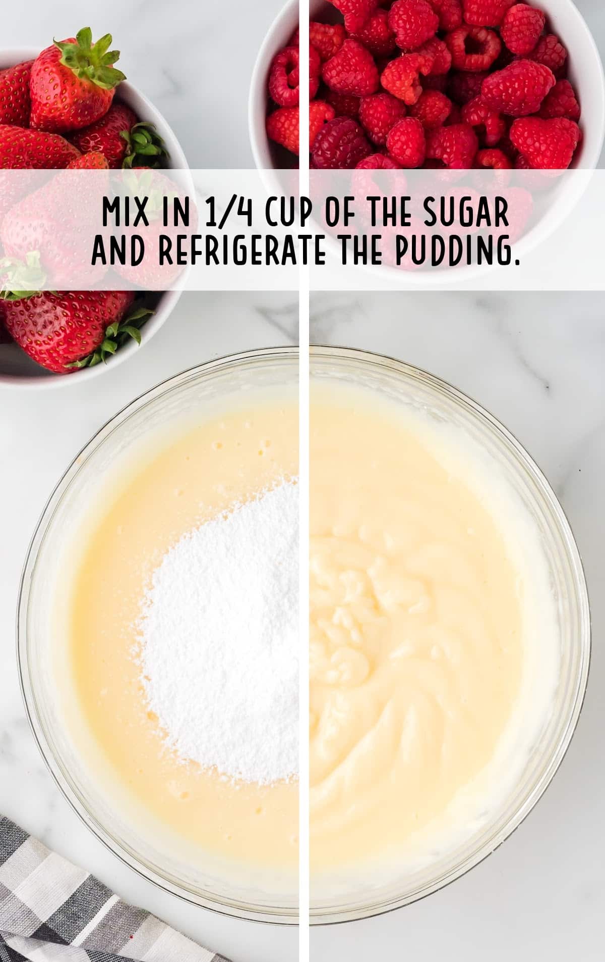powdered sugar added to the bowl of ingredients