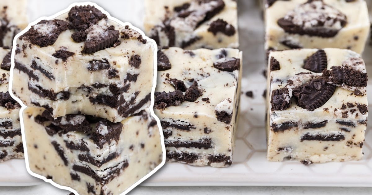 Cookies and Cream Fudge stacked on top of each other