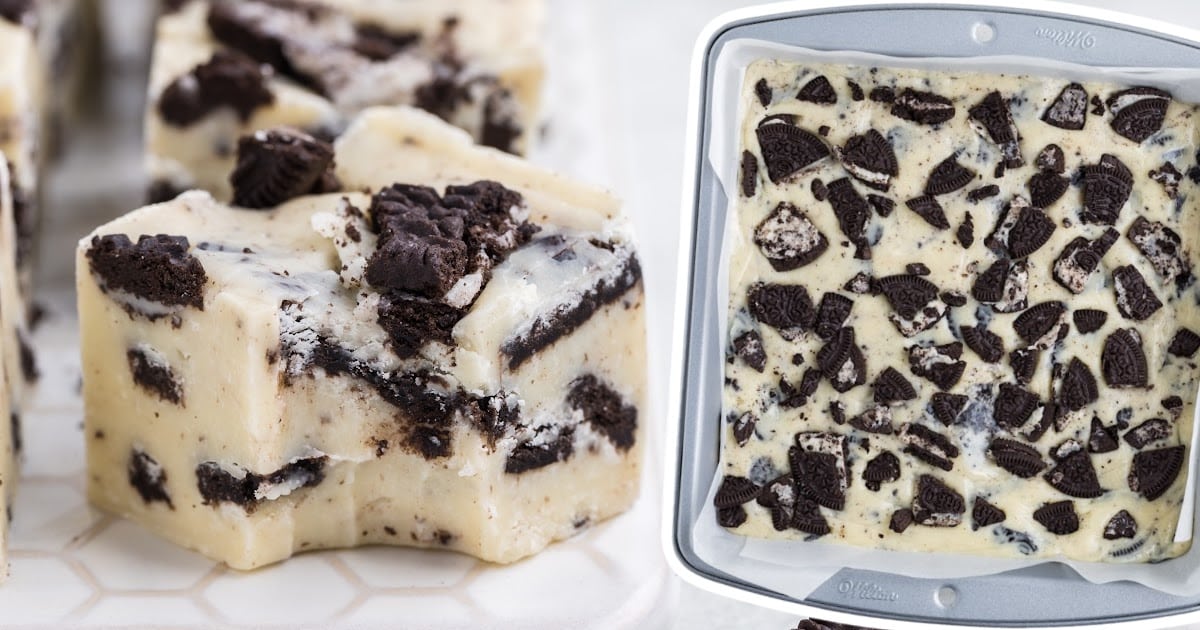 Cookies and Cream Fudge stacked on top of each other