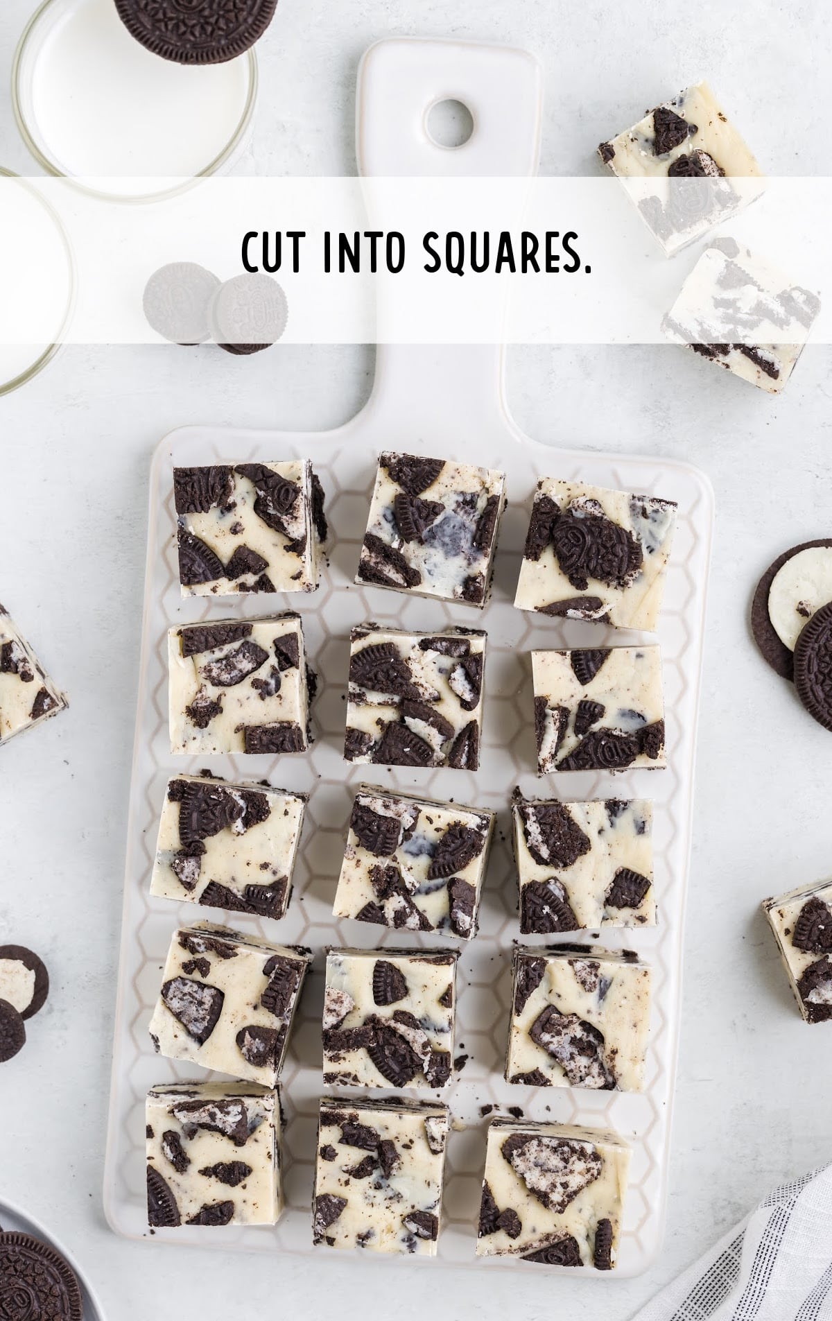 Cookies and Cream Fudge cut into bars