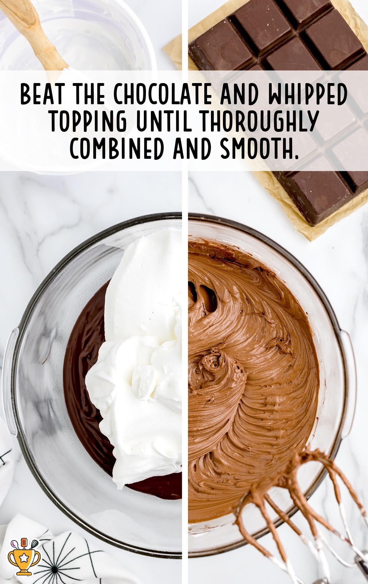 chocolate and whipped topping blended in a bowl