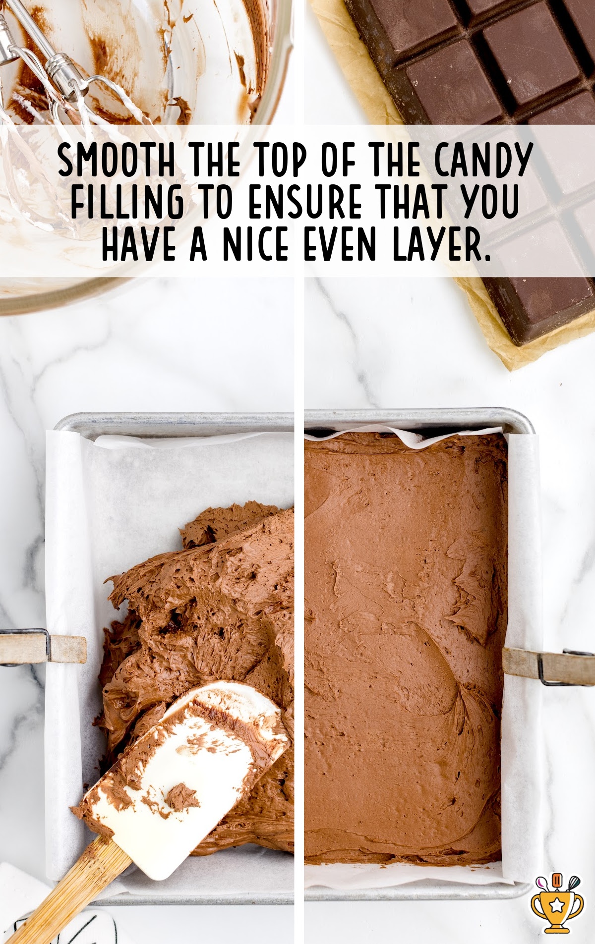 candy filling spread on the baking dish