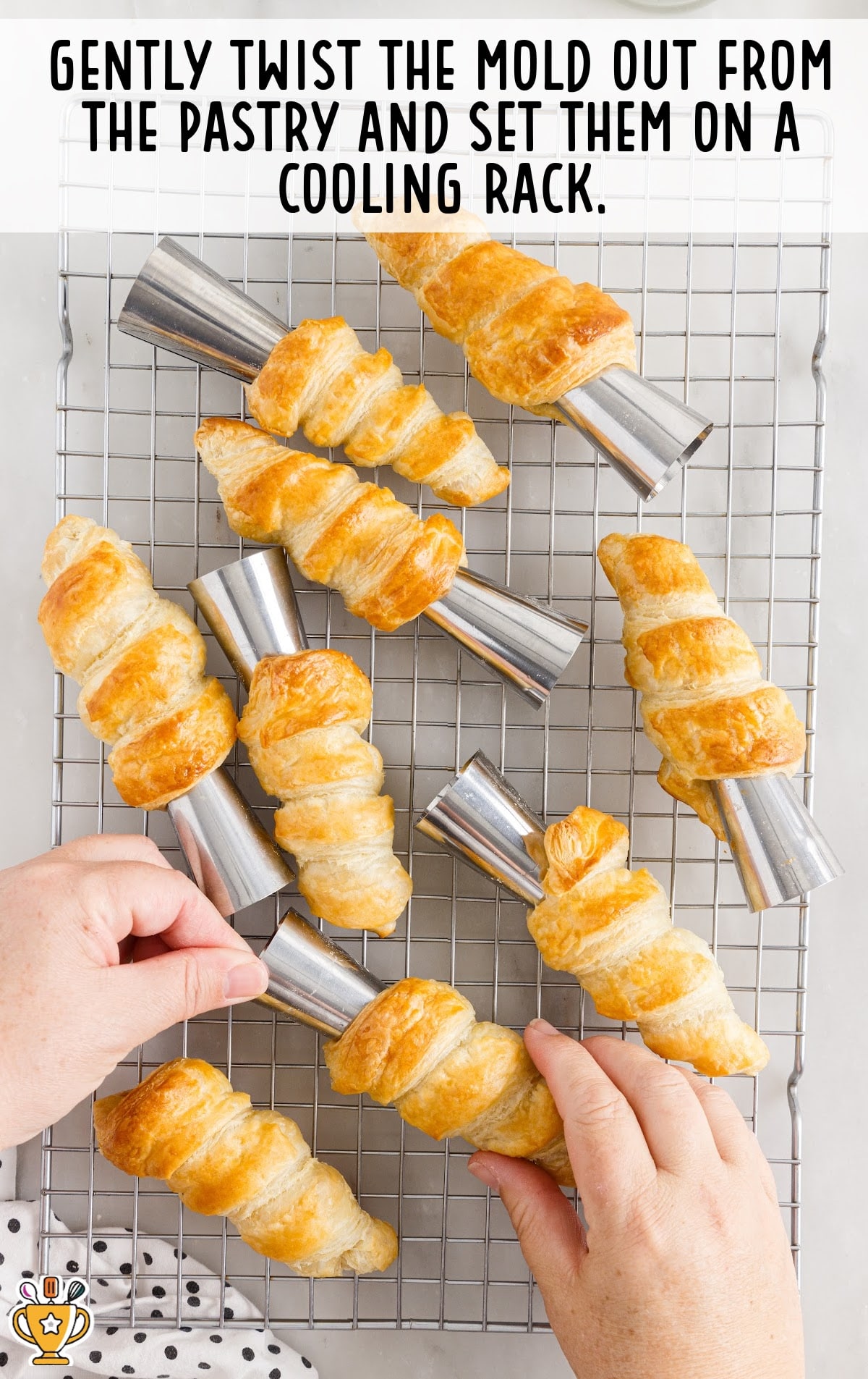 twist off mold out from the pastry and set on cooling rack