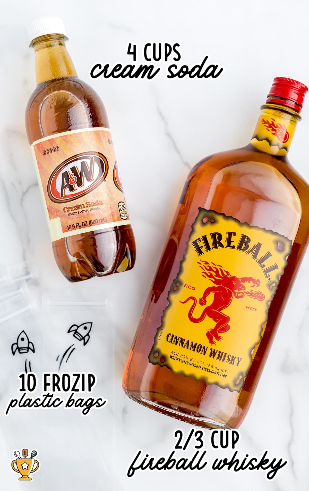 Fireball Whisky Popsicles raw ingredients that are labeled
