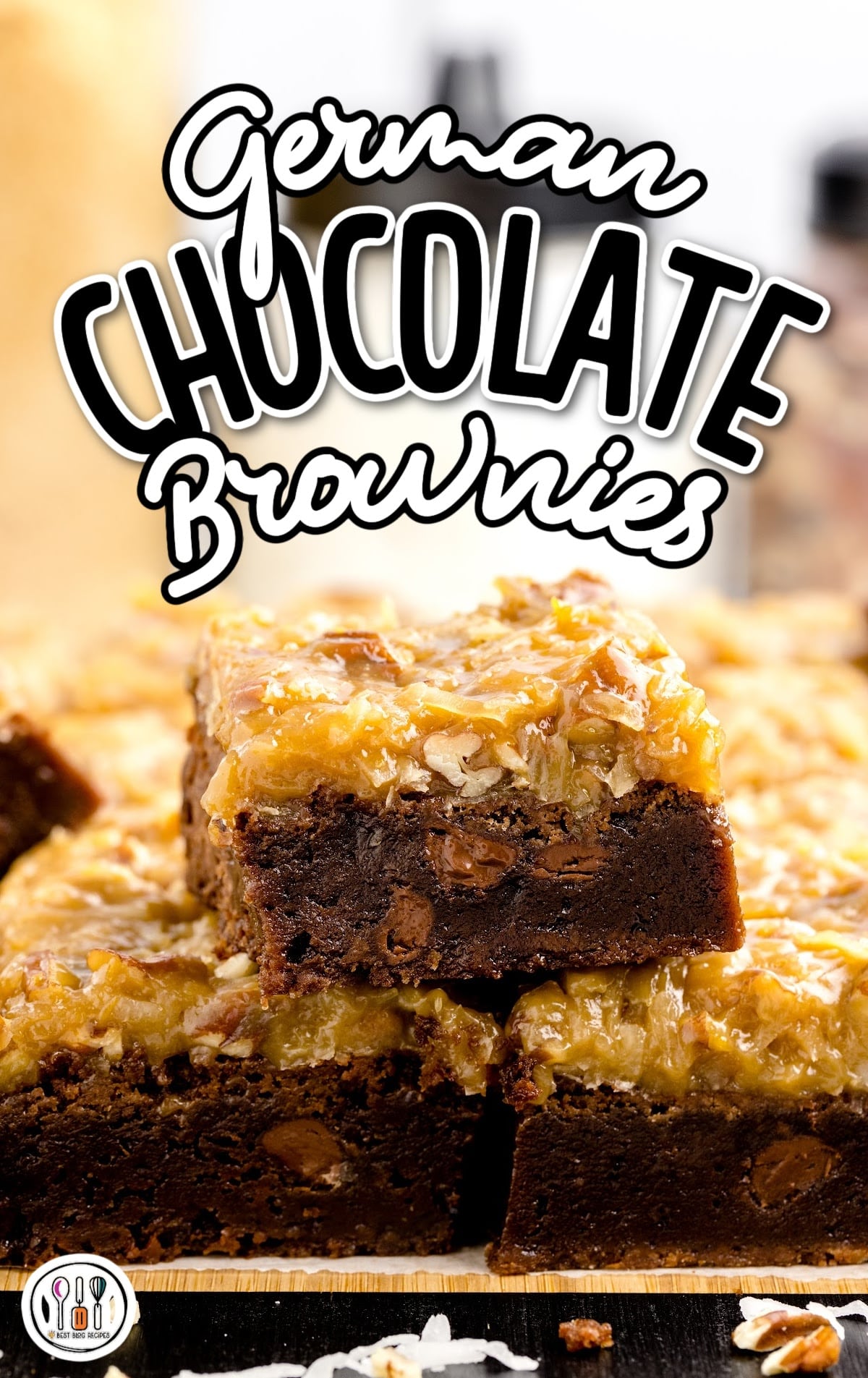 close up shot of German Chocolate Brownies
