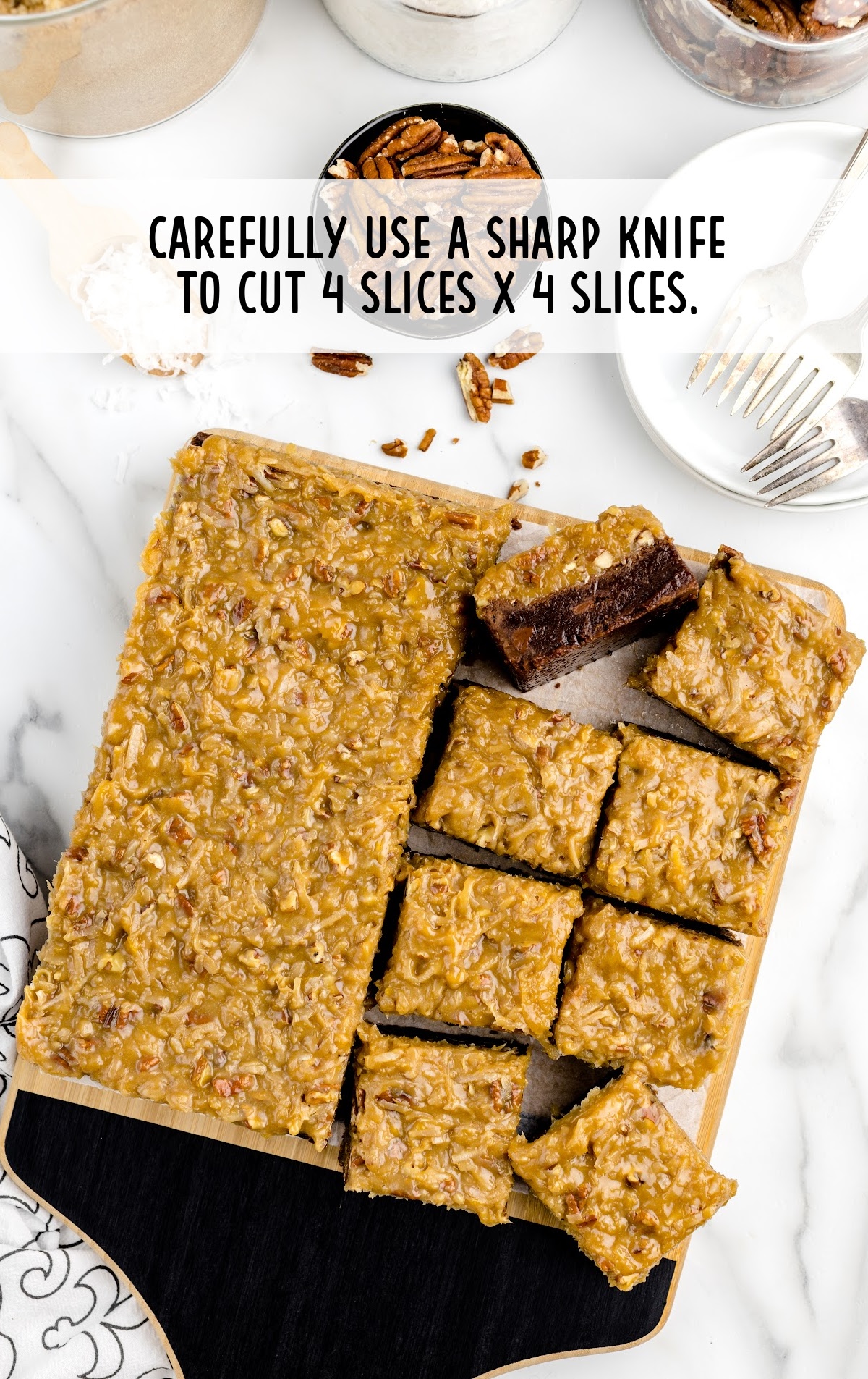 using a knife cut brownies