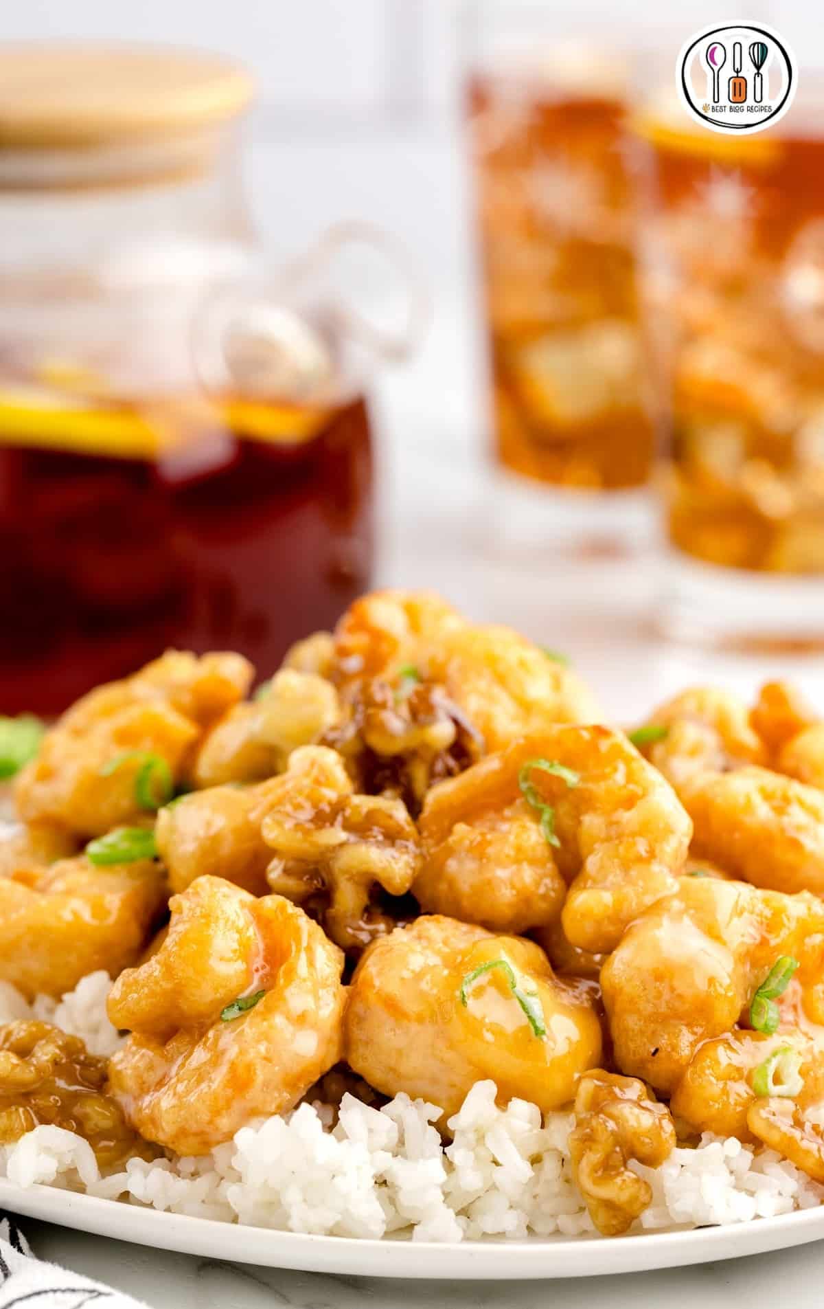 close up shot of a bowl of Bang Bang Shrimp