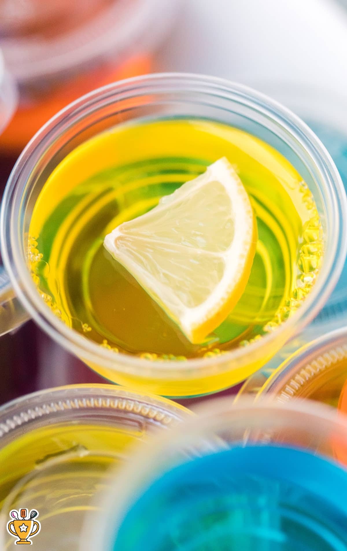 lemon jello shot in 2 ounce plastic cup