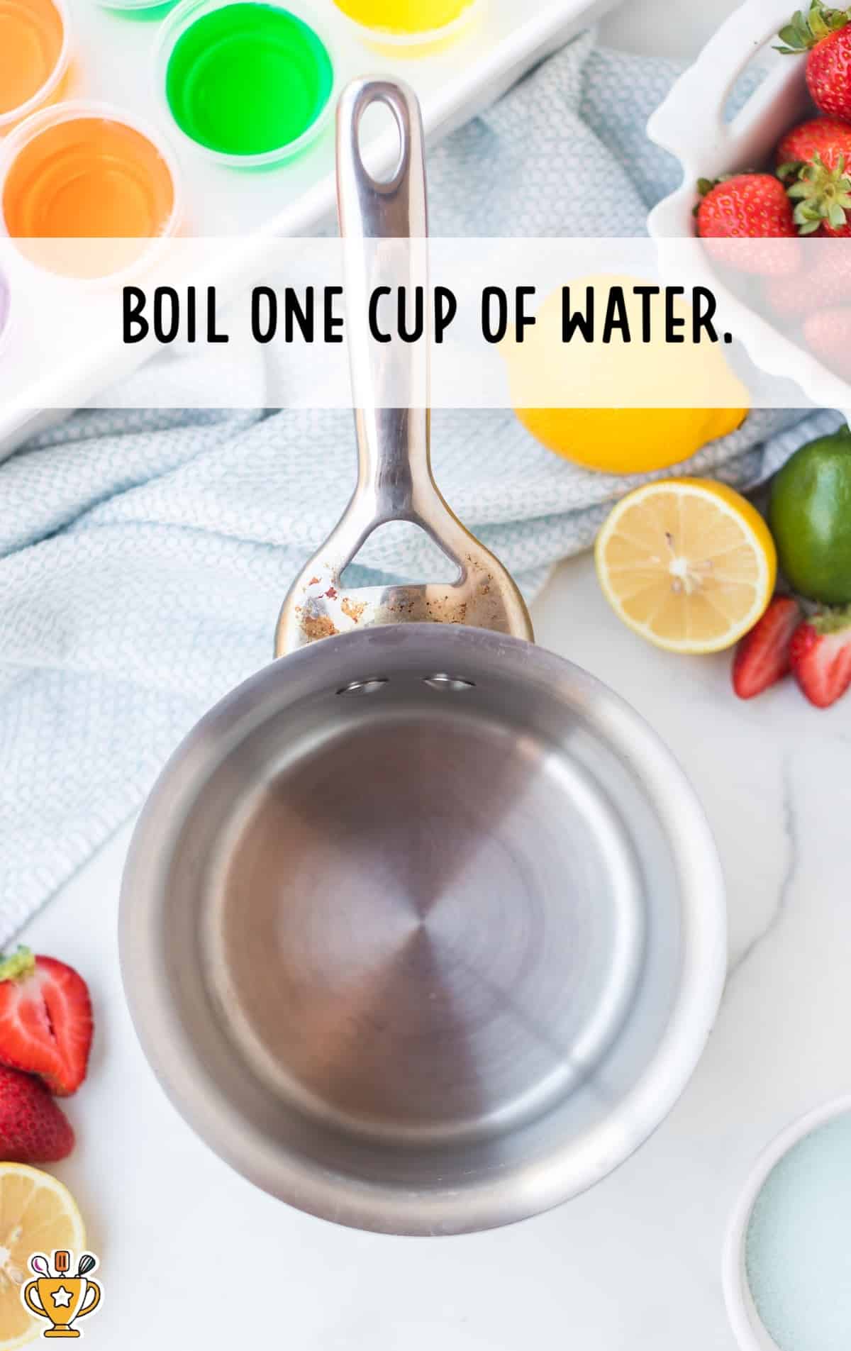 boil one cup of water in pot