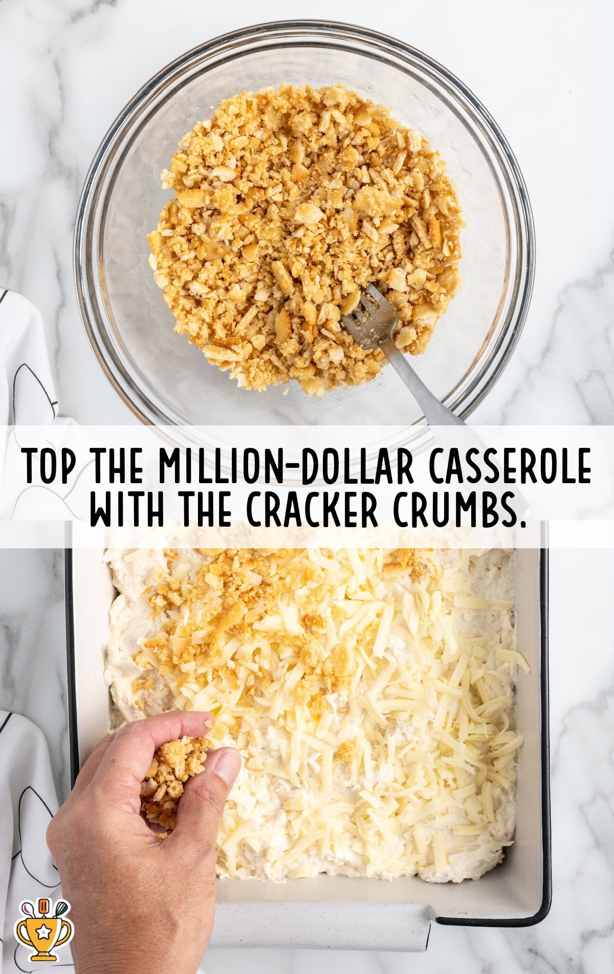 crackers crumbs topped on top of the casserole