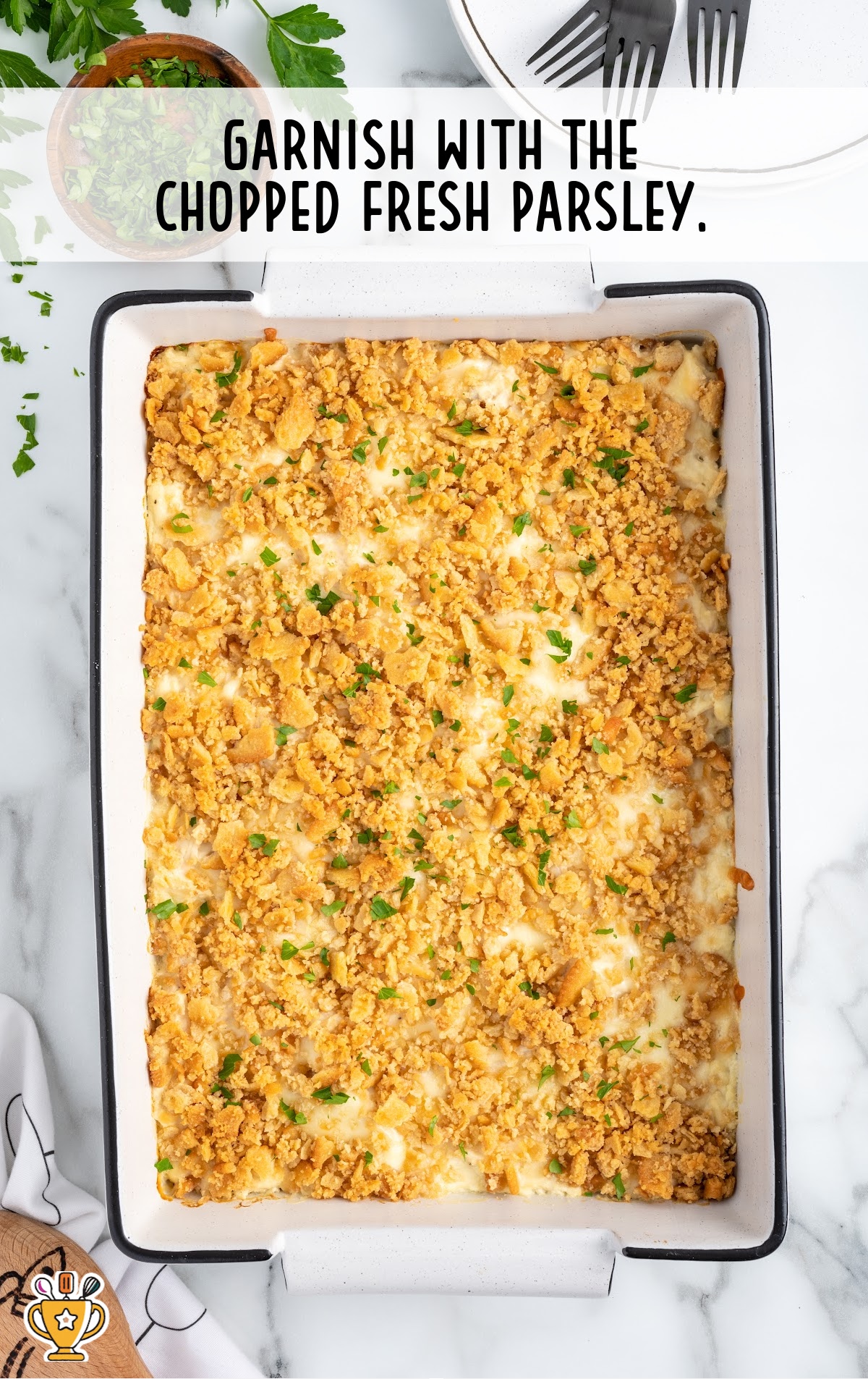 parsley topped on top of the casserole