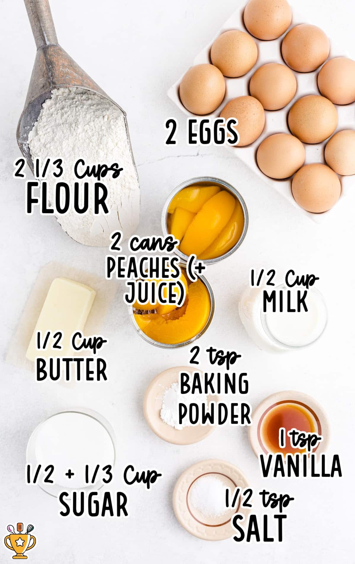 peach cobbler muffins raw ingredients that are labeled