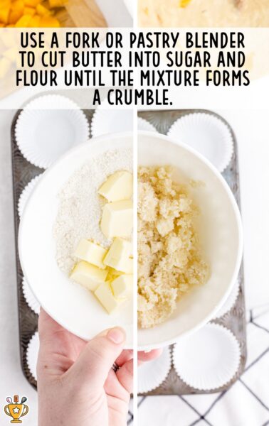 butter, sugar, and flour blended together until crumbles