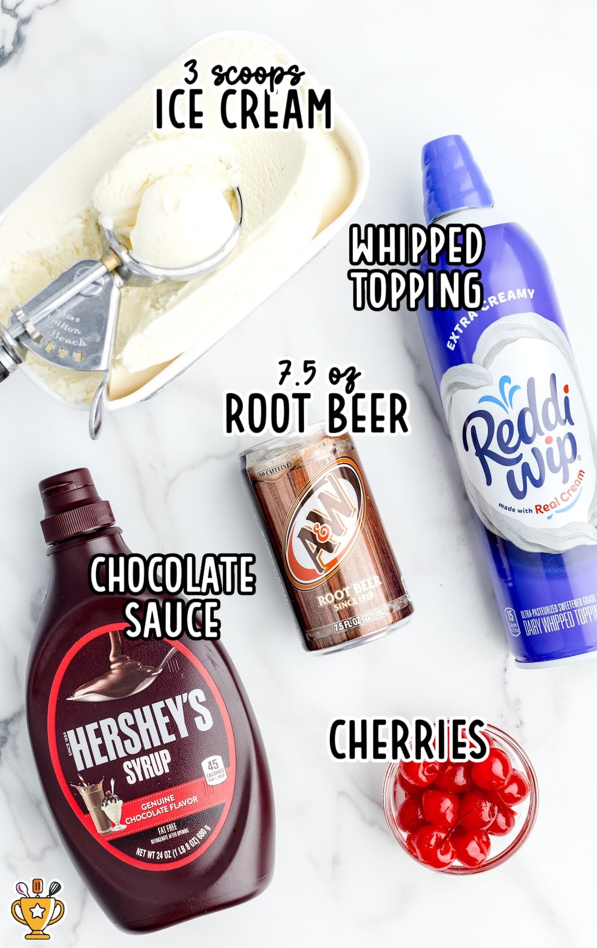 Root Beer Float raw ingredients that are labeled