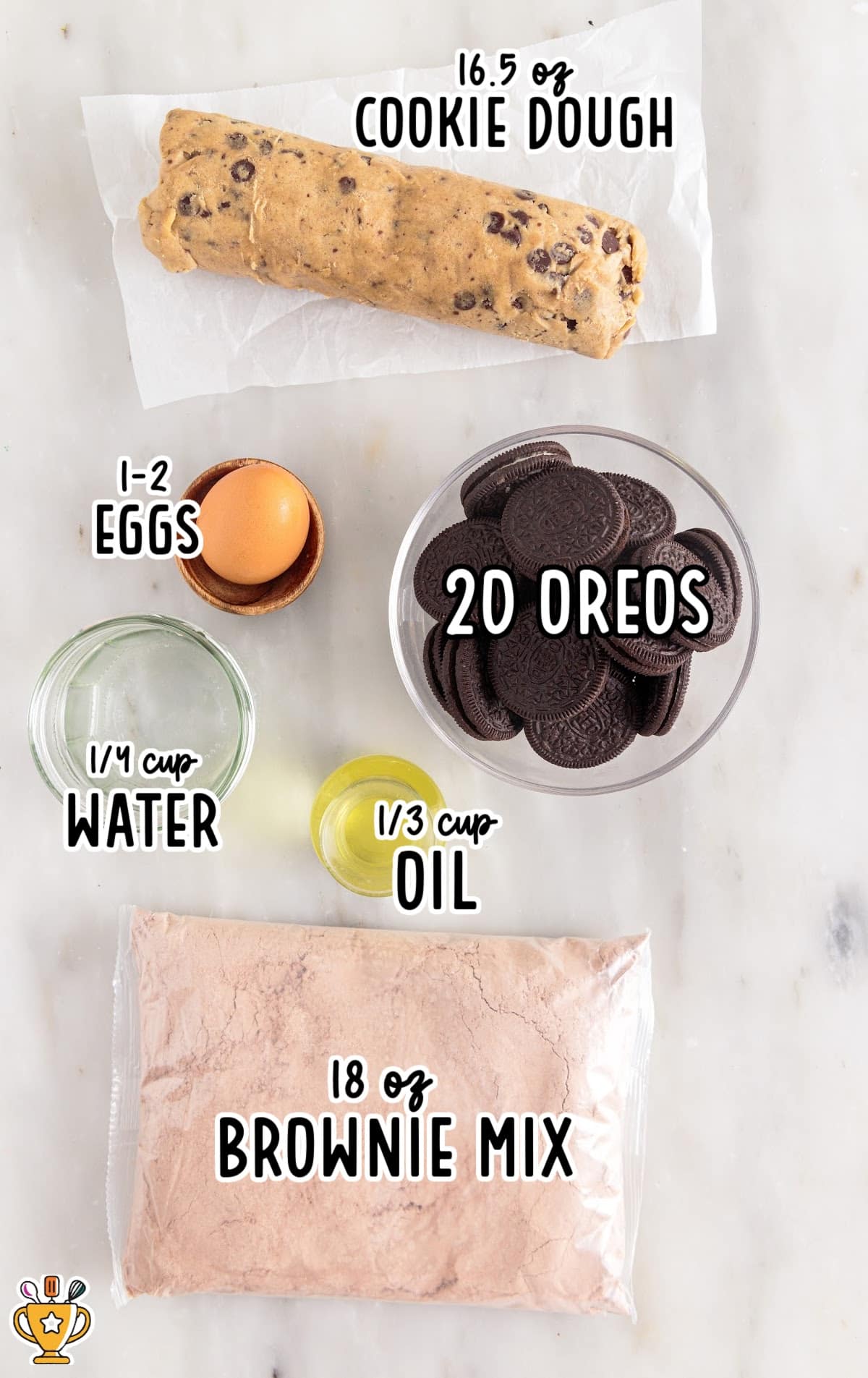 Slutty Brownies raw ingredients that are labeled