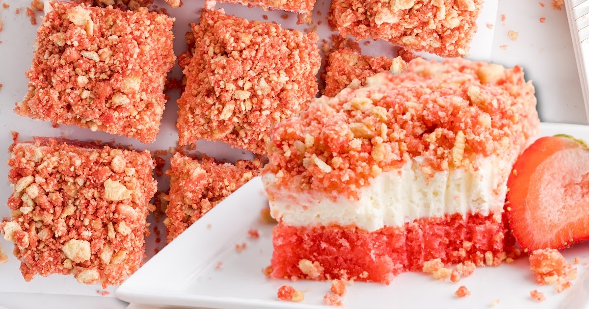 close up shot of Strawberry Brownies stacked on top each other on a serving plate