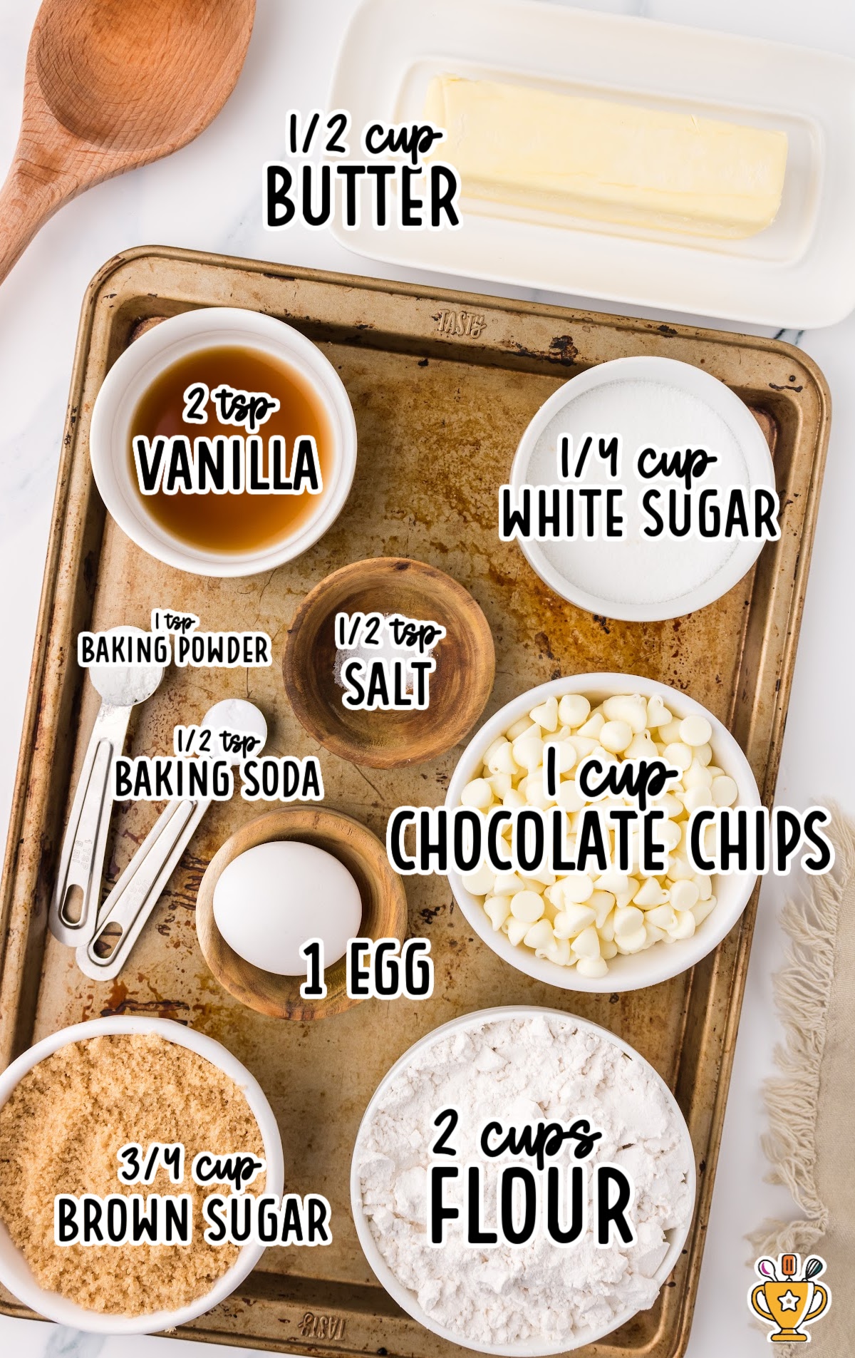 White Chocolate Chip Cookies raw ingredients that are labeled