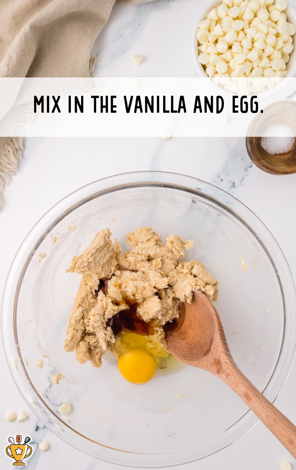 vanilla and egg combined in a bowl