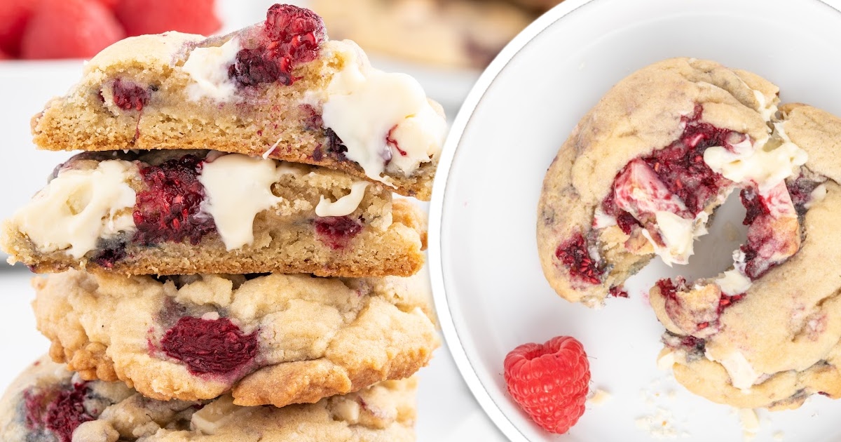 overhead shot of White Chocolate Raspberry Cookies
