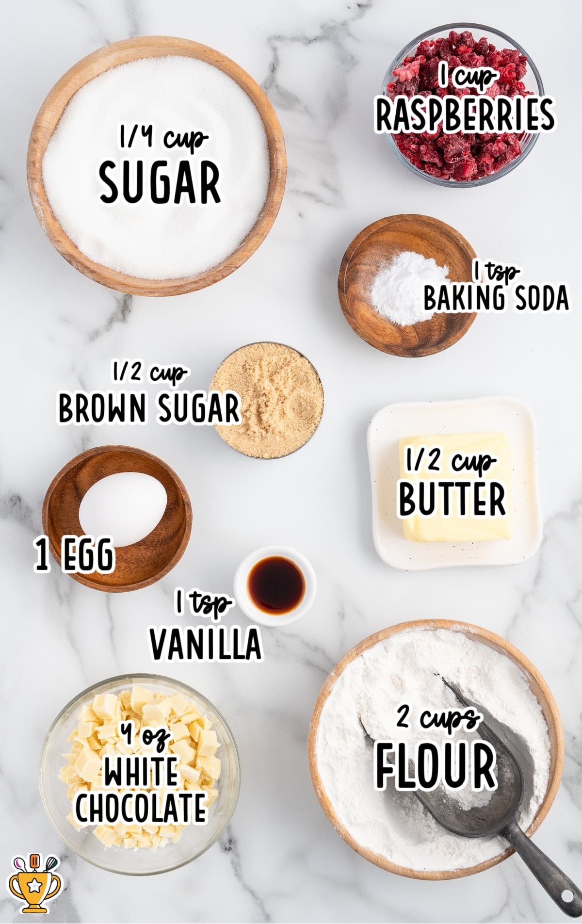 White Chocolate Raspberry Cookies raw ingredients that are labeled