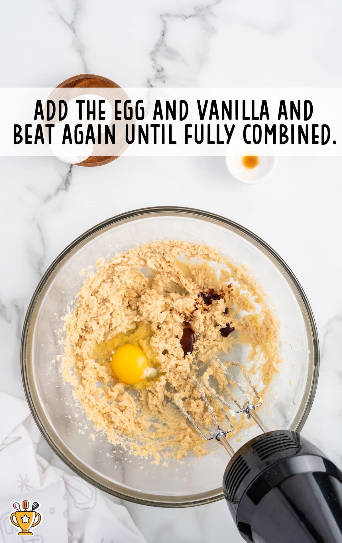 an egg and vanilla added and combined