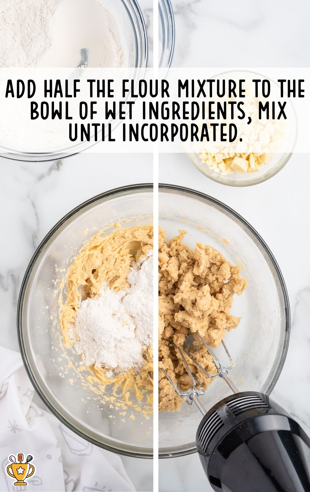 flour mixture added to the wet ingredients