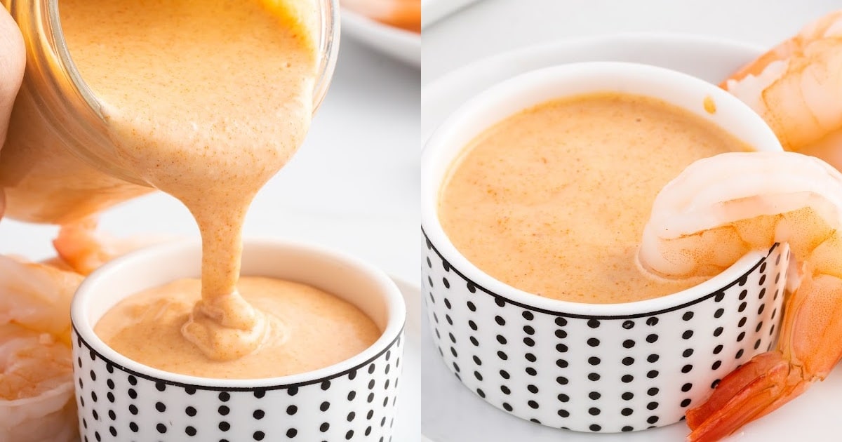 a jar of Yum Yum Sauce poured into a cup