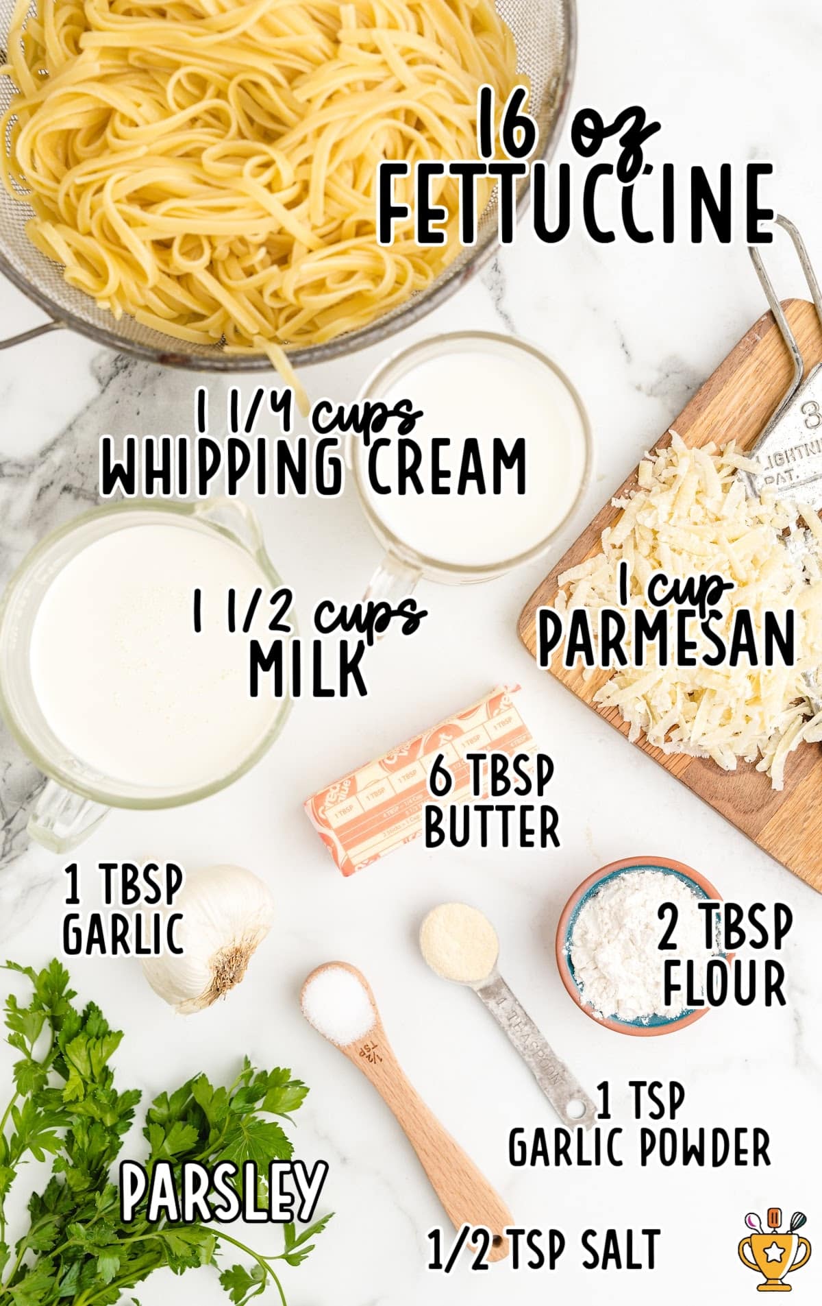 Copycat Olive Garden Alfredo Sauce raw ingredients that are labeled