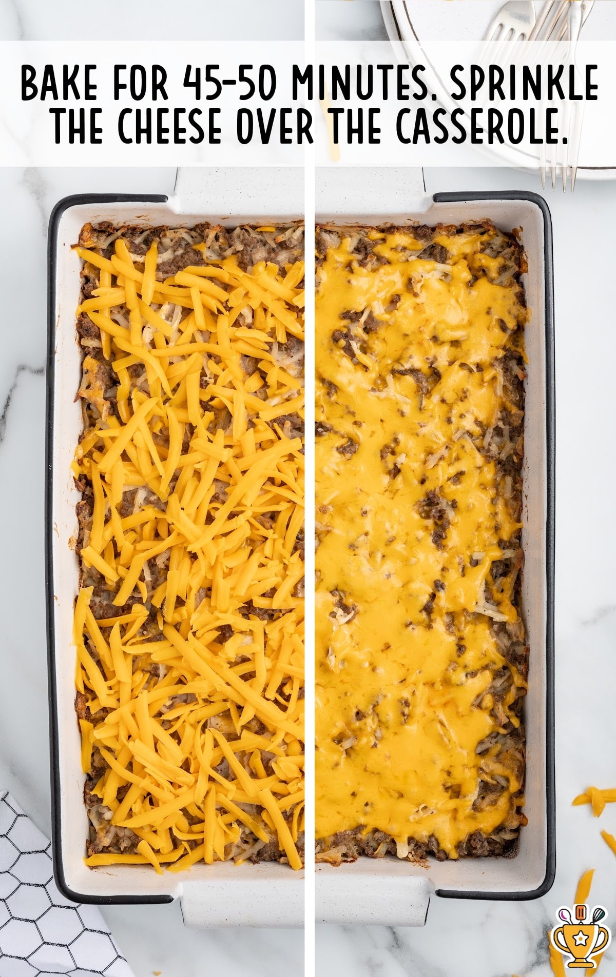 casserole baked for 45 to 50 minutes