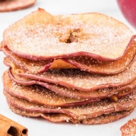 Apple chips with cinnamon sugar stacked