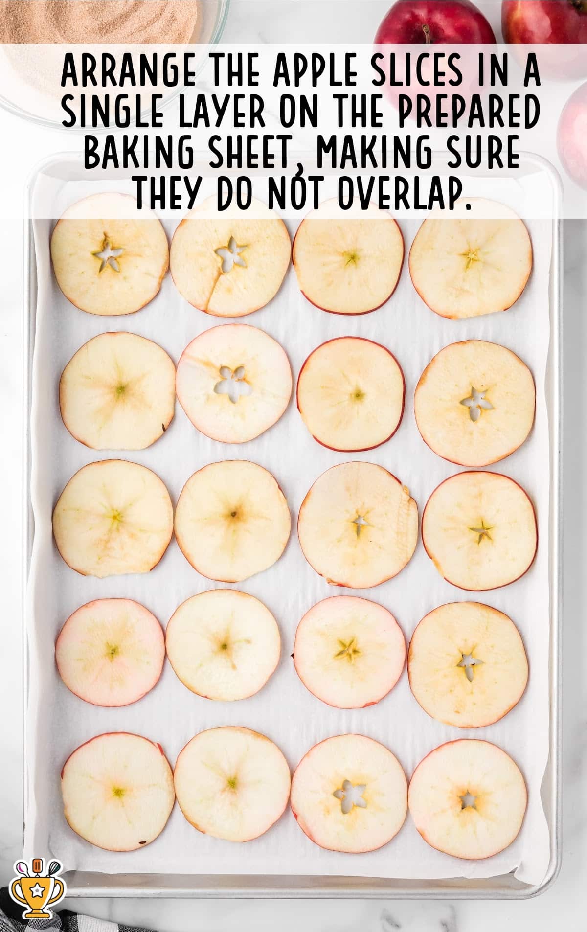 a baking tray of apple slices