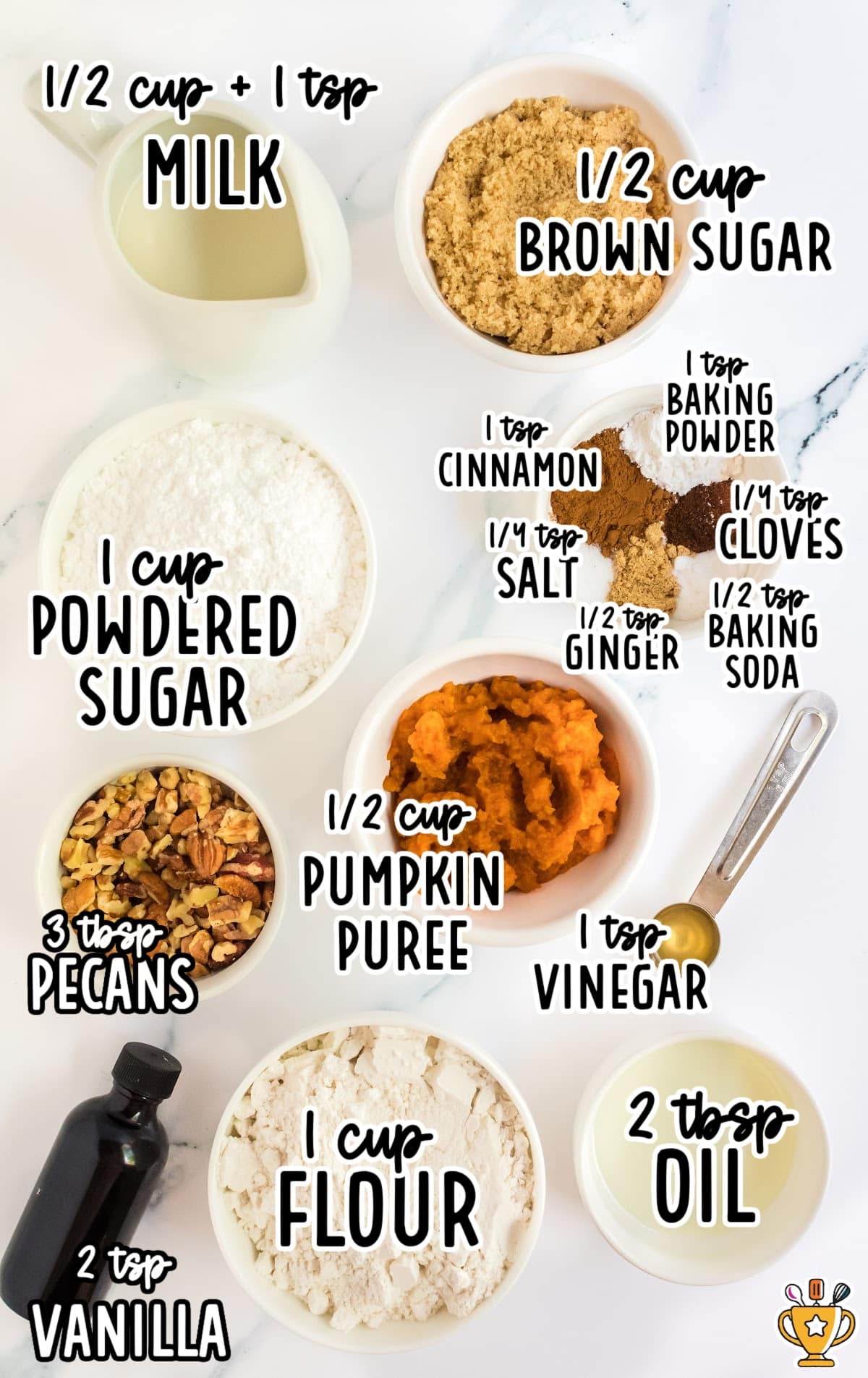 Ingredients for making Baked Pumpkin Donuts