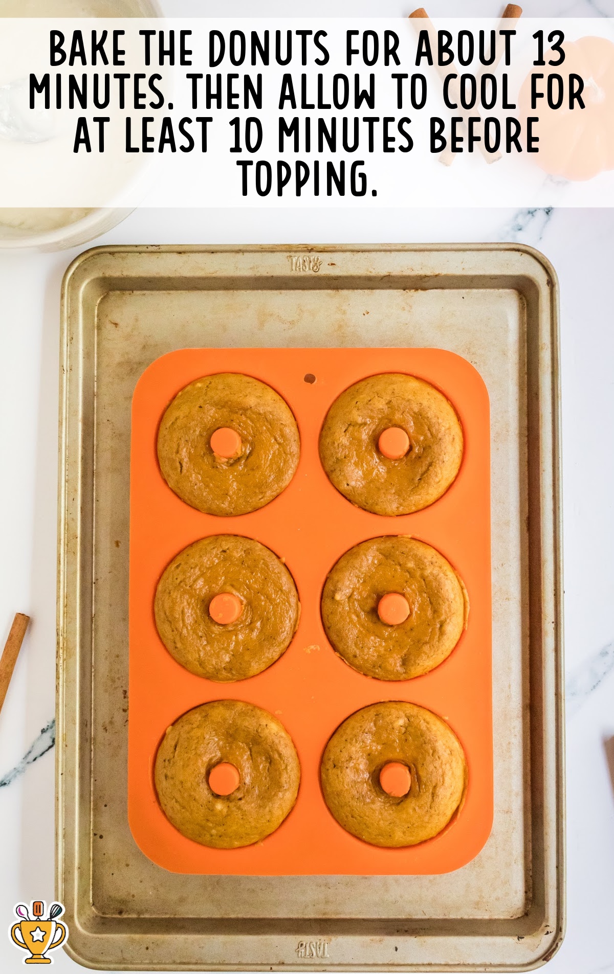 Baked Pumpkin Donuts on a baking tin