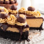 Buckeye Cheesecake with a piece missing