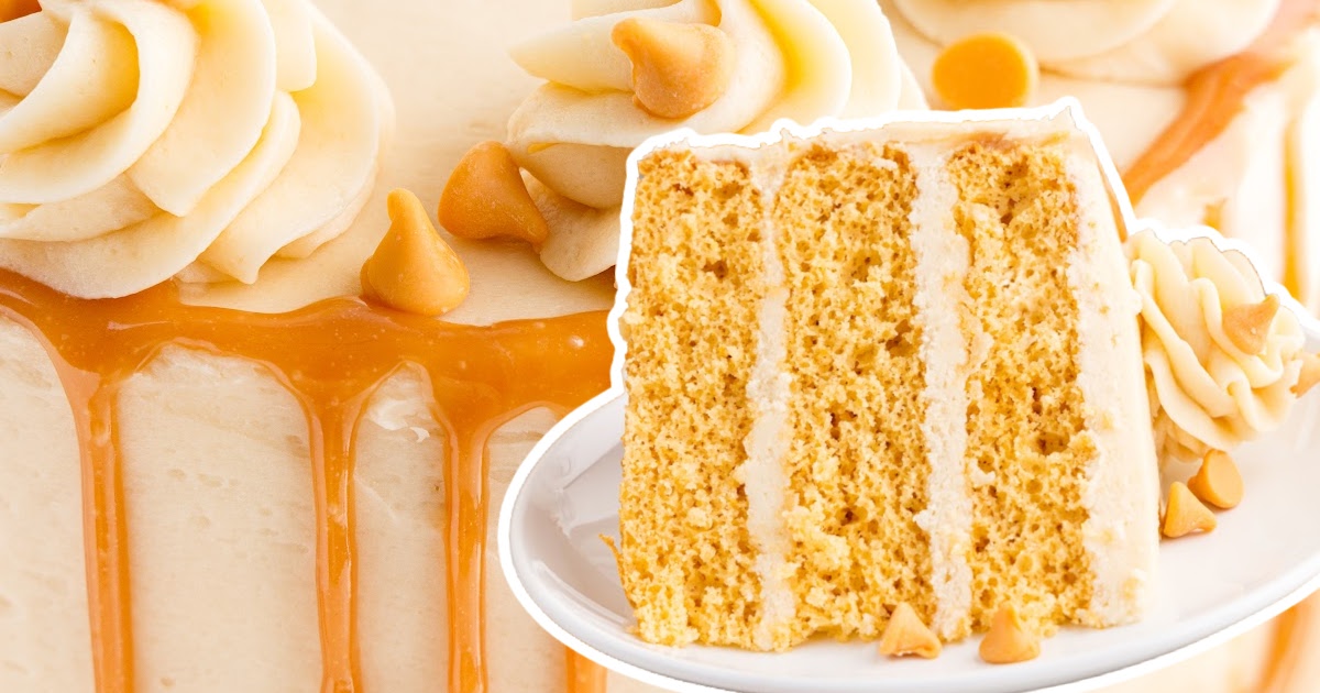 A close up picture of a piece of Butterscotch Cake