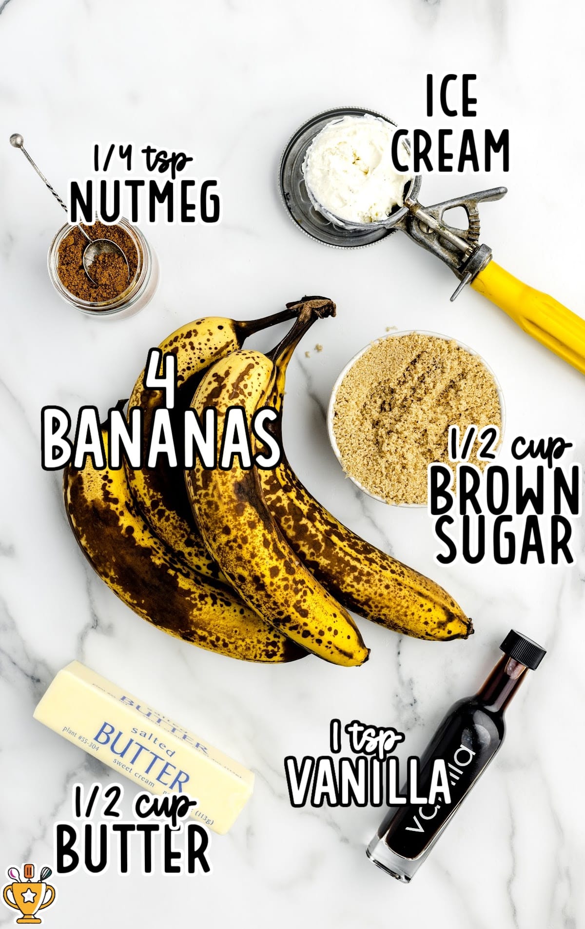 ingredients to make caramelized bananas