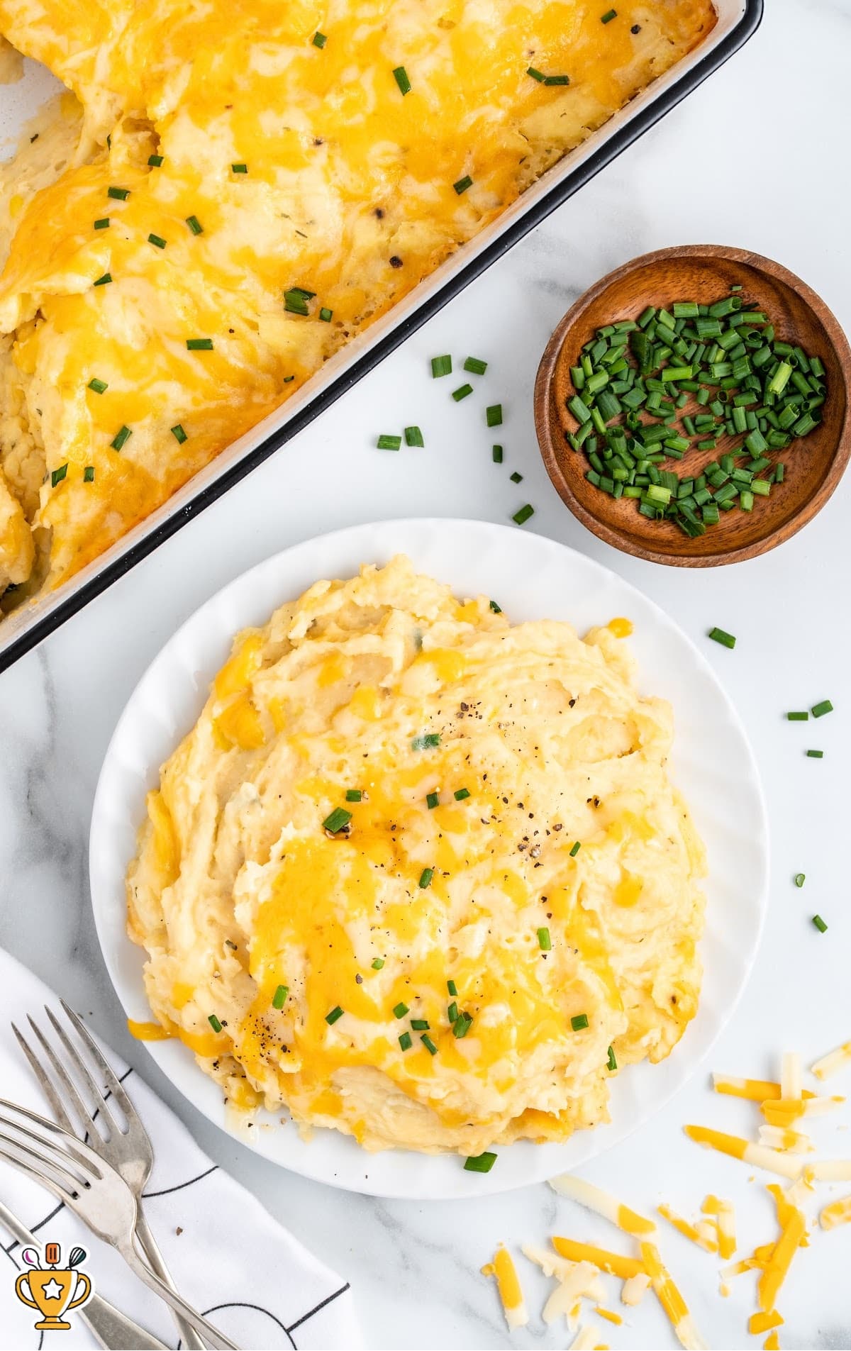 A plate of Cheesy Mashed Potatoes