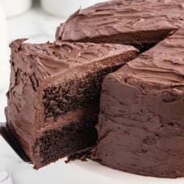 a cake lifter is lifting a slice of cake out of the whole cake.