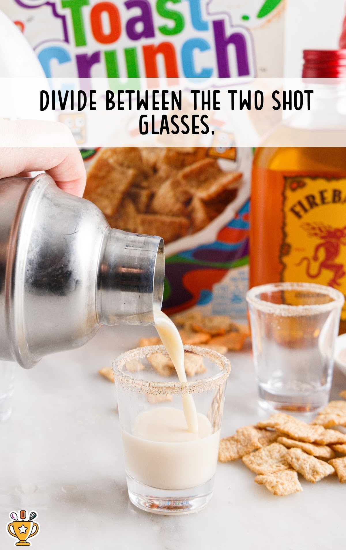 Pouring Cinnamon Toast Crunch Shot in a glass