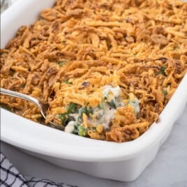 Green Bean Casserole in a baking tray