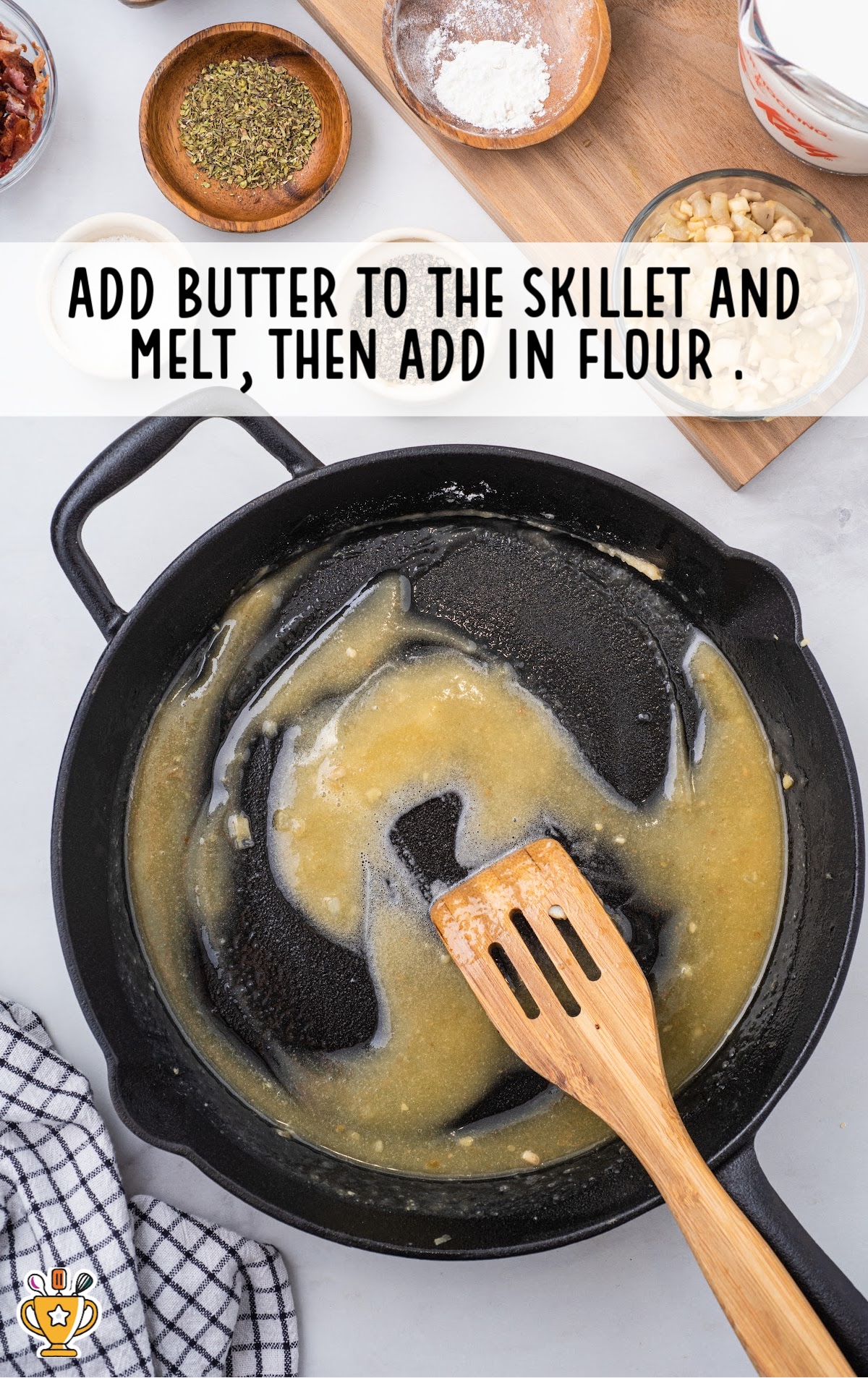 Adding butter to the skillet