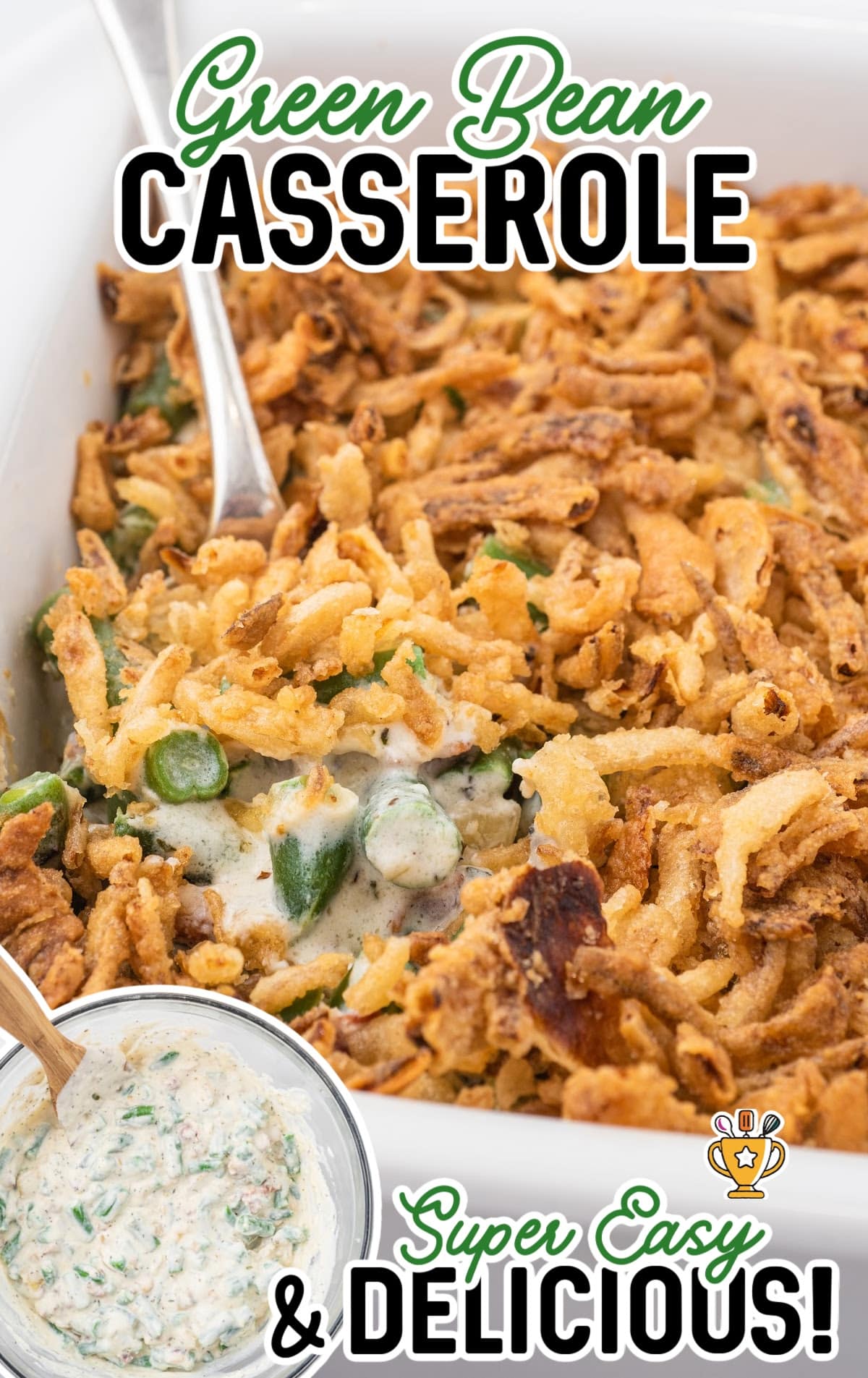 Green Bean Casserole with a spoon